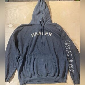 Gray Hoodie with Text Design on Port & Company Tag 2XL (PH)